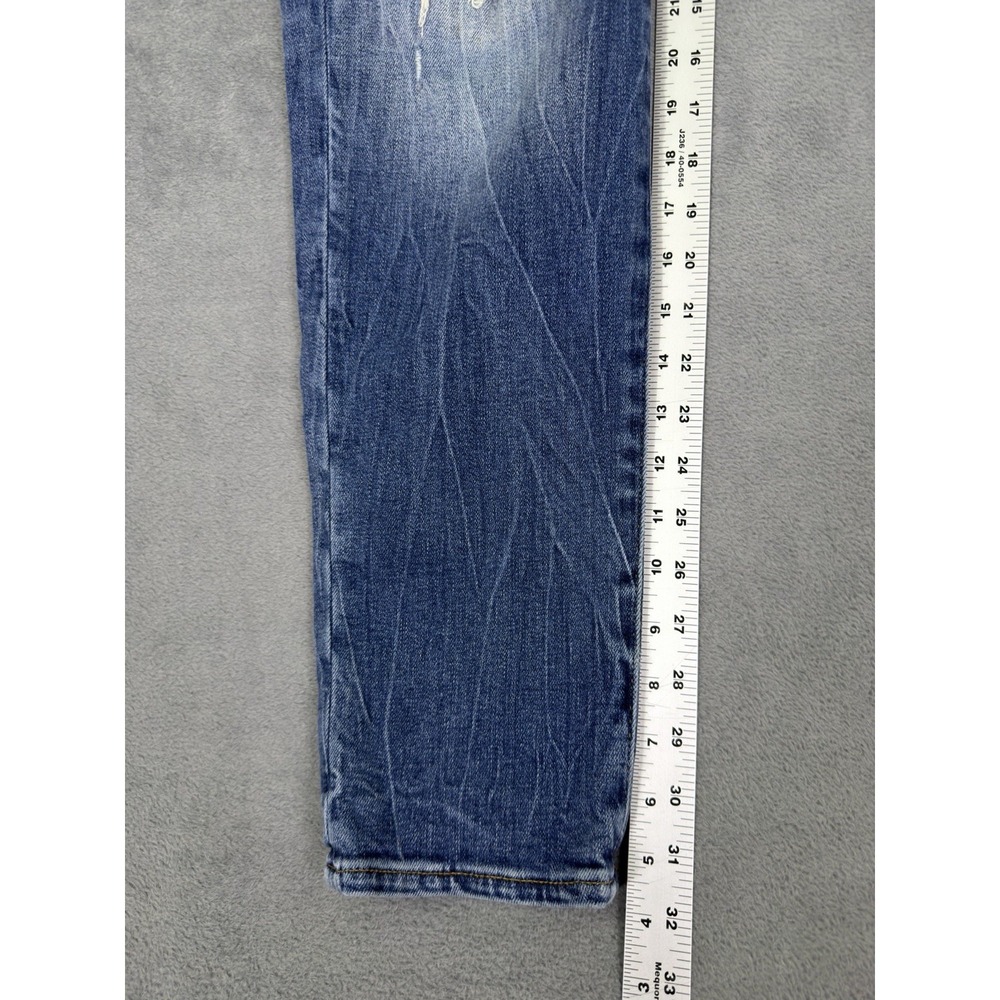 American Eagle Jeans Mens 30x32 Blue Denim Slim Straight Distressed Patch - Picture 5 of 10